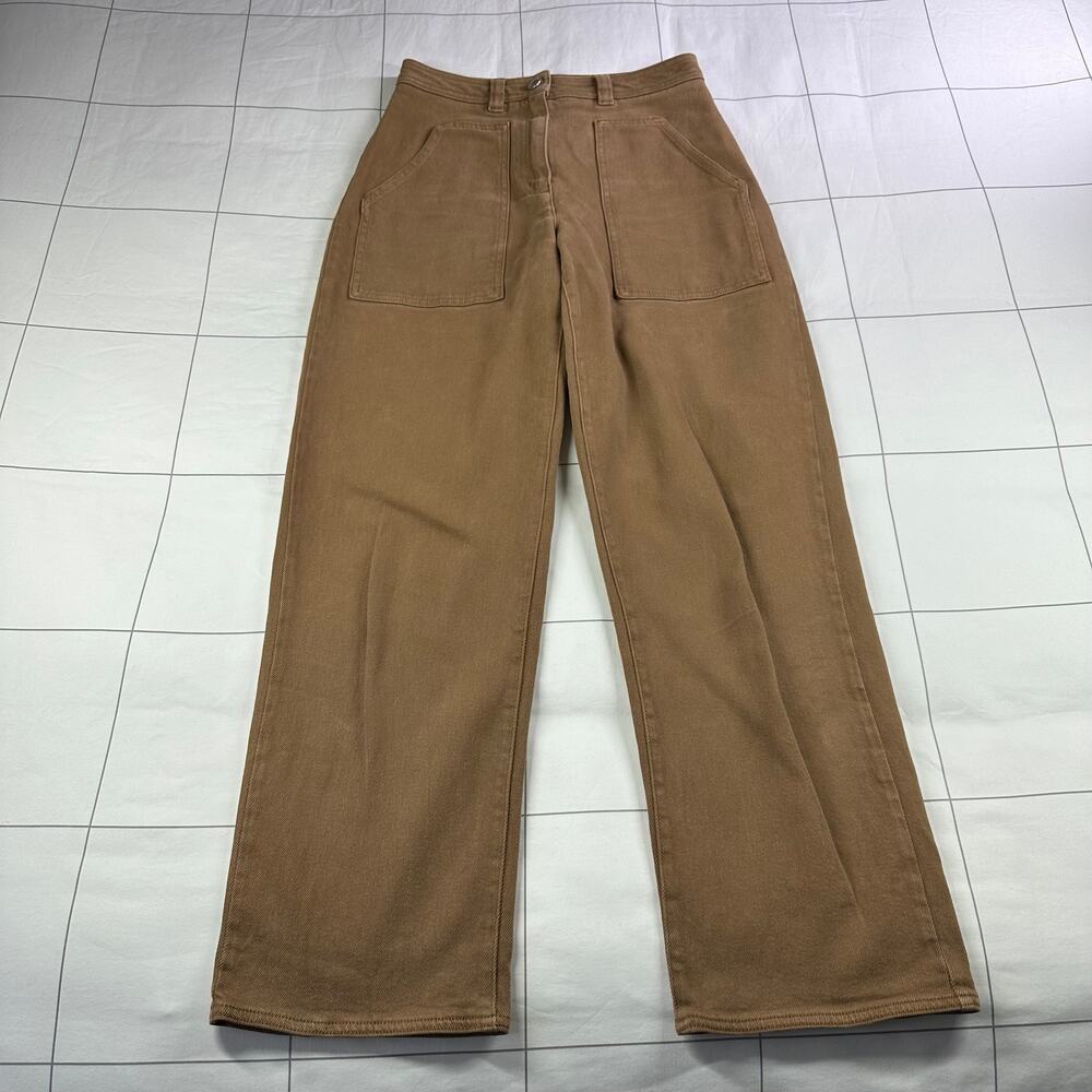 Wilfred Free Pants Womens 2 Tan Brown Modern Utility High Rise Wide Leg Casual